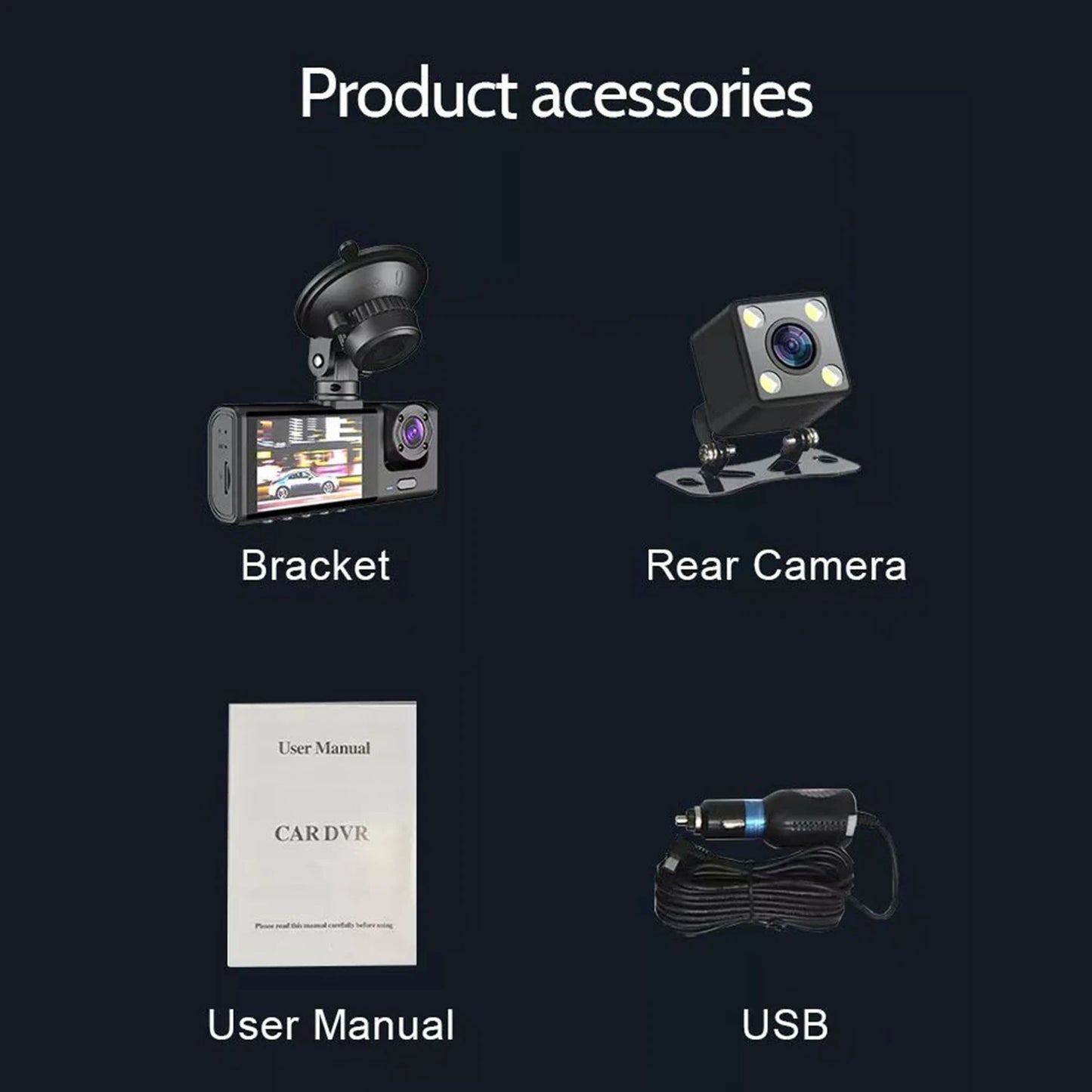 VaultCam™ TriView Pro – PROFESSIONAL GRADE -1080P WiFi 3-Camera (Front + Cabin + Rear)